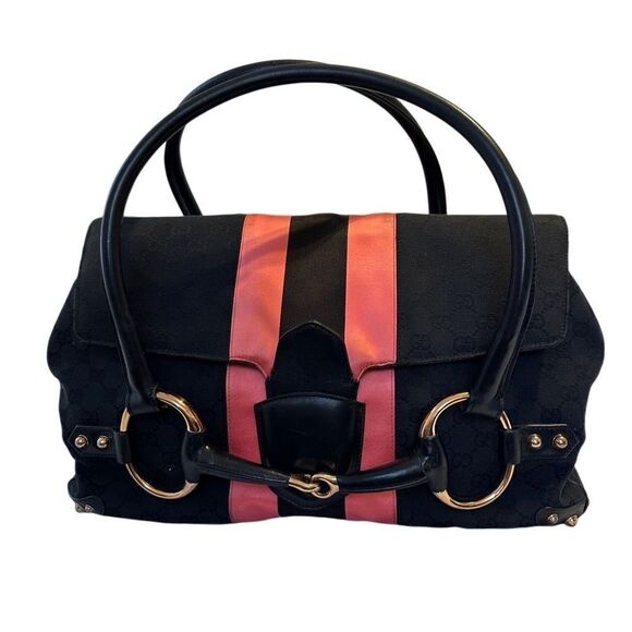 Gucci large horsebit pink and black tote - Picture 4 of 16